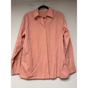 Foxcroft Wrinkle Free Cotton Button Down‎ Shirt Coral Size 12